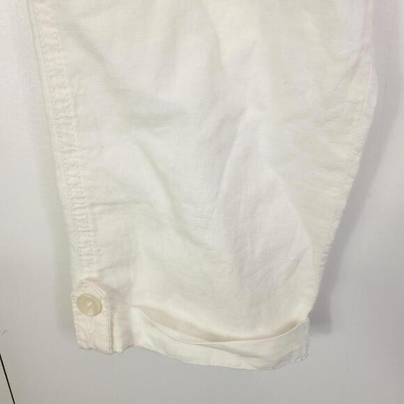 Banana Republic Pants Women 8 Martin Fit Linen Blend Cropped Cargo White - Picture 6 of 12